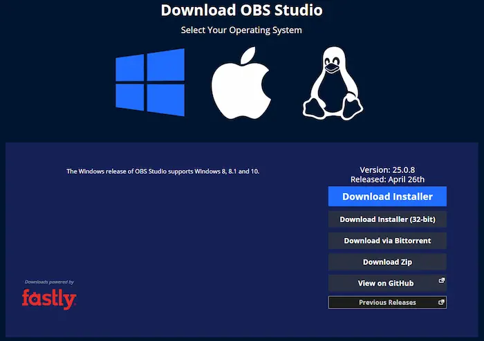 شرح و تحميل برنامج Obs لتسجيل الشاشة و البث المباشر واجهة موقع برنامج Obs لتسجيل الشاشة و عمل بث مباشر للألعاب